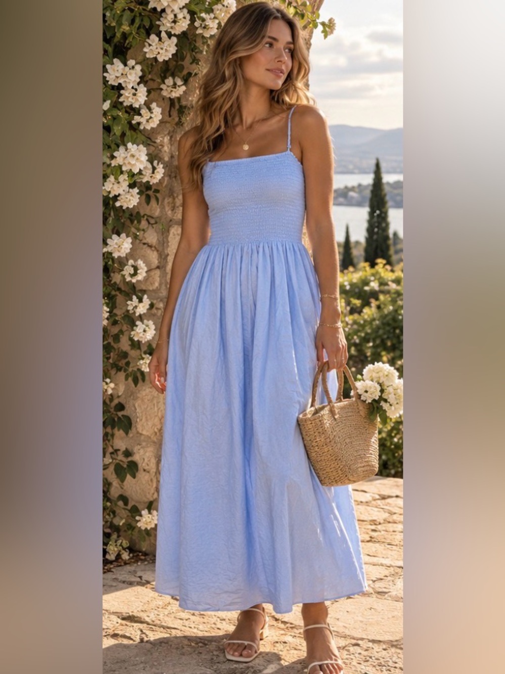 Faithfull the Brand Nolie Midi Dress tea garden party nap style resortwear